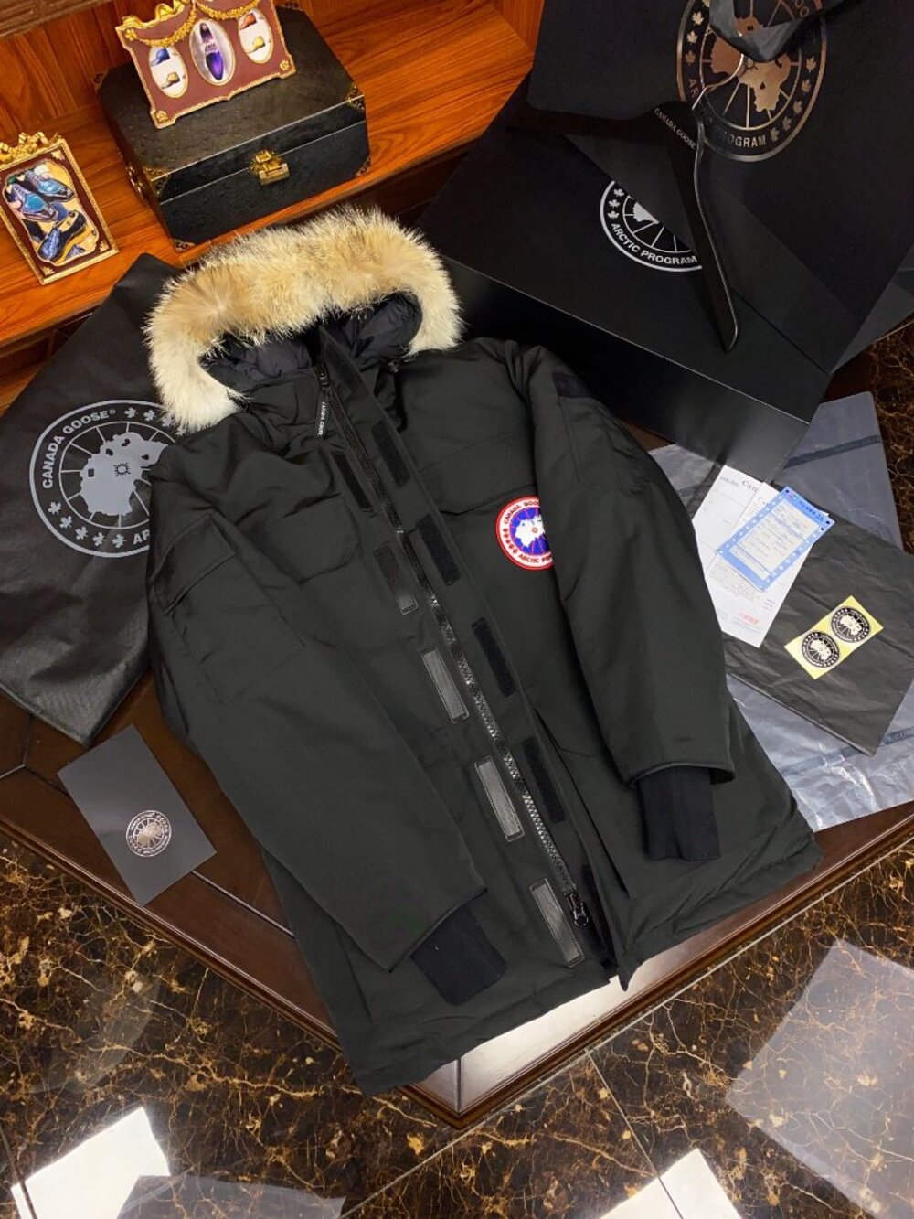 Canada Goose Expedition Black Fur Hood Parka Jacket